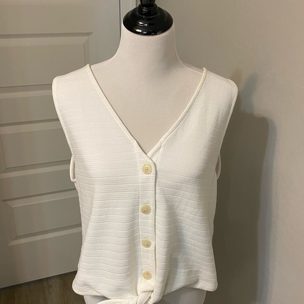 JCrew Sleeveless White Button-Up Top